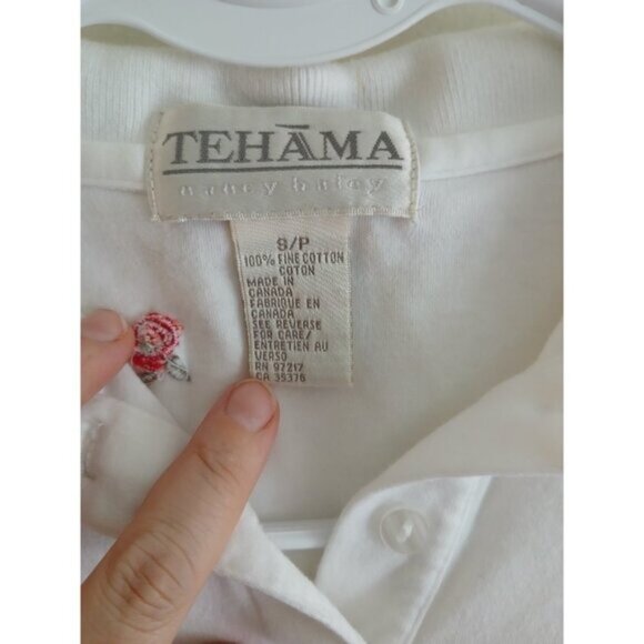 Tehama Womens 8P  Sleeveless Polo Golf Tennis Golf Shirt Red Roses Embroidery - Picture 2 of 4